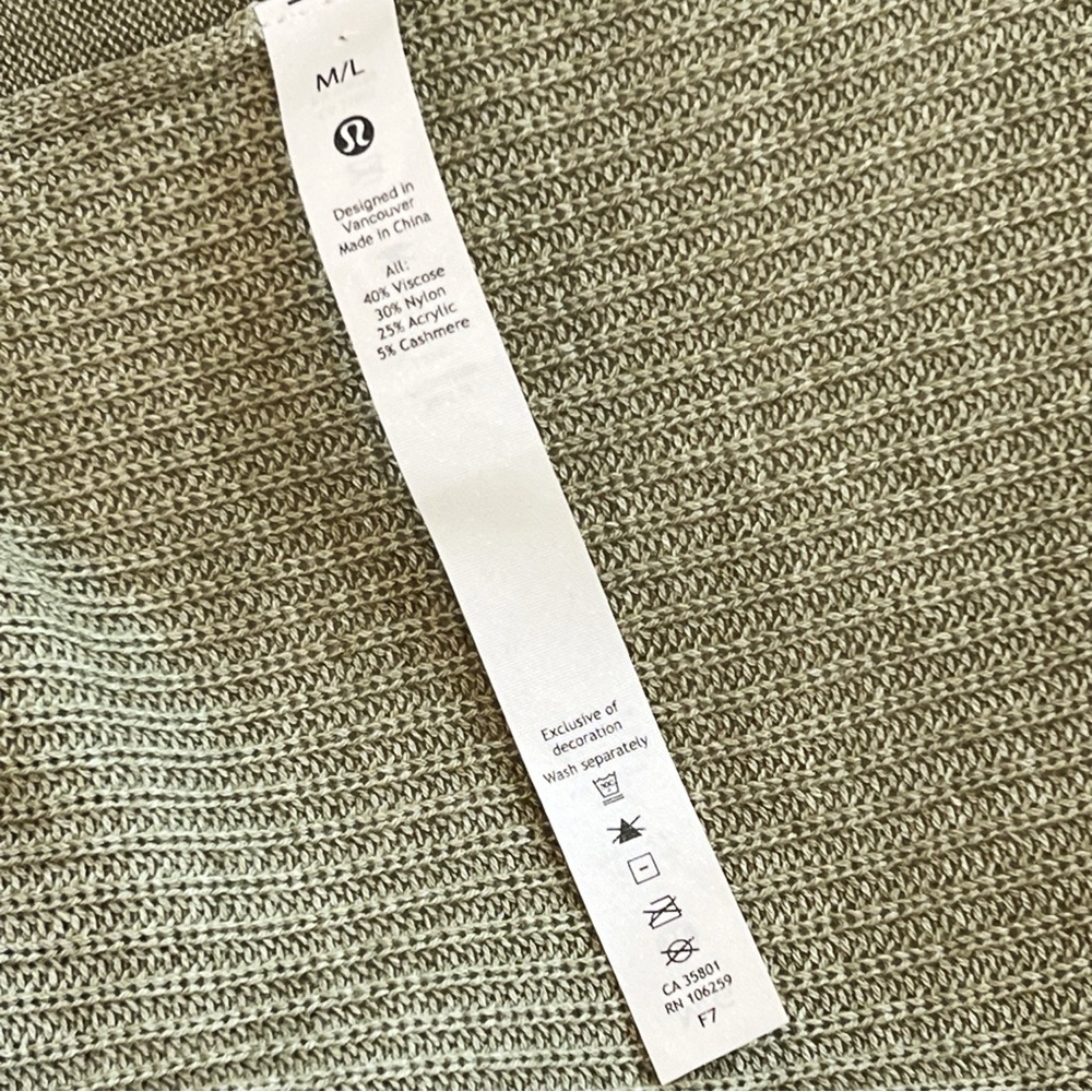 Lululemon Cashlu Knit Wrap Womens Rosemary Green Open Front Waterfall Size M/L - Picture 5 of 7